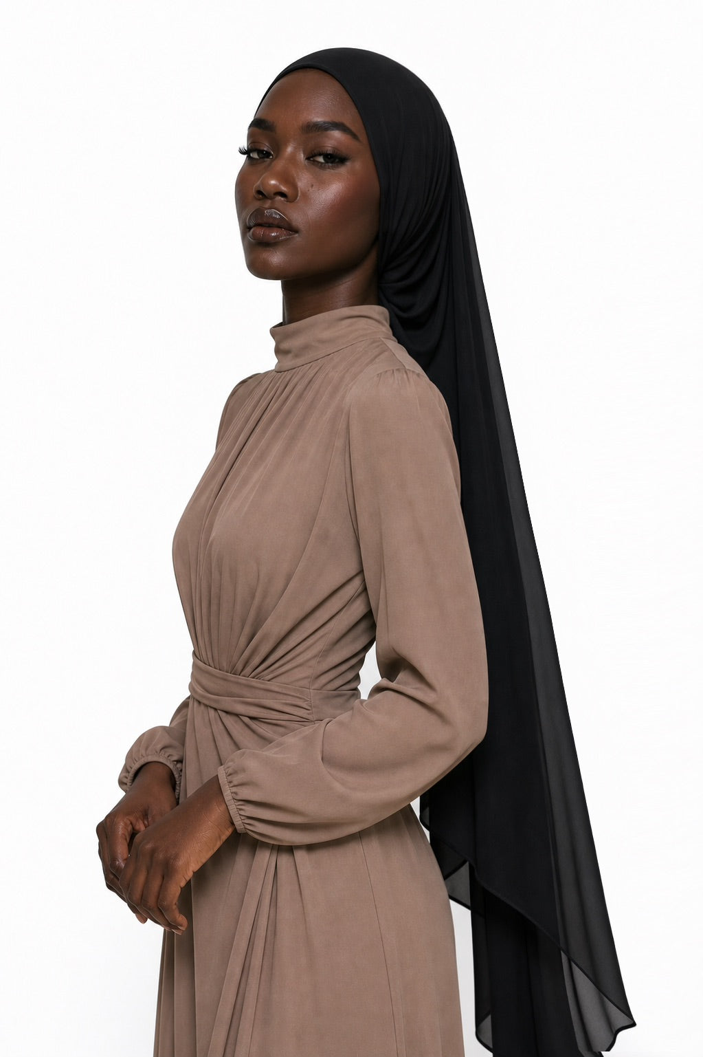 Midnight Black Chiffon Veil
