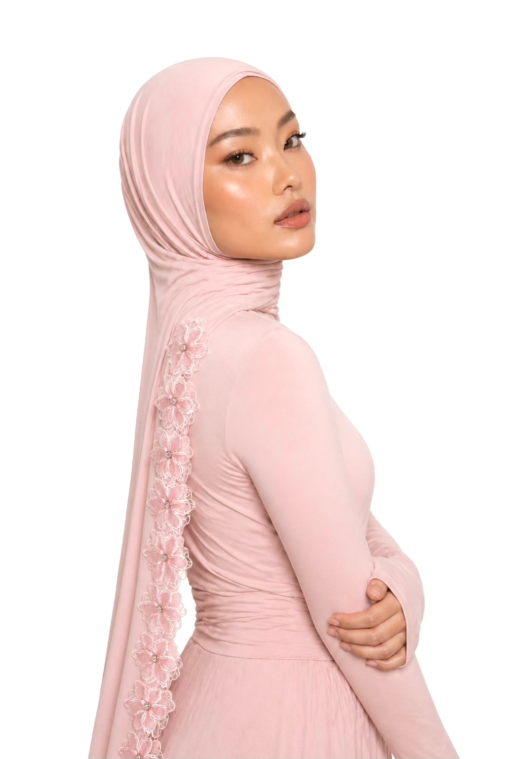 Rose Fleur Jersey Hijab